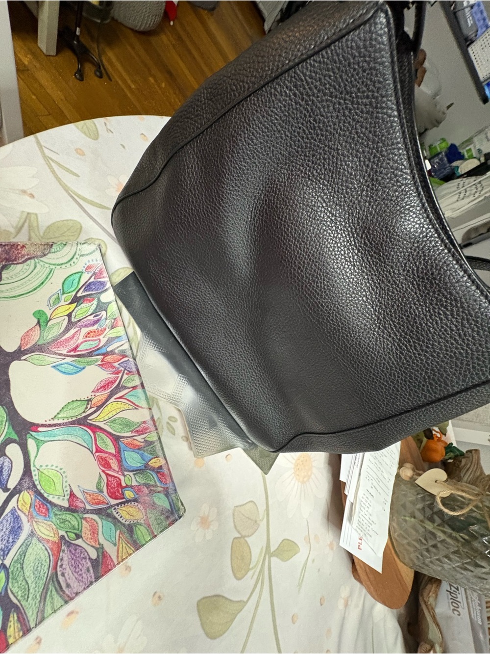 kate spade Black Pebbled Leather Shoulder Tote with Gold Accents - Picture 7 of 13